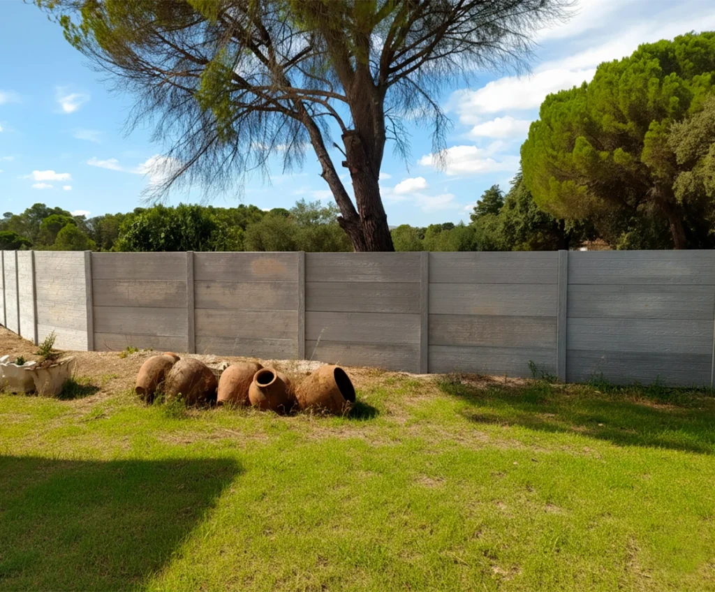 Vedação de betão integrada num jardim